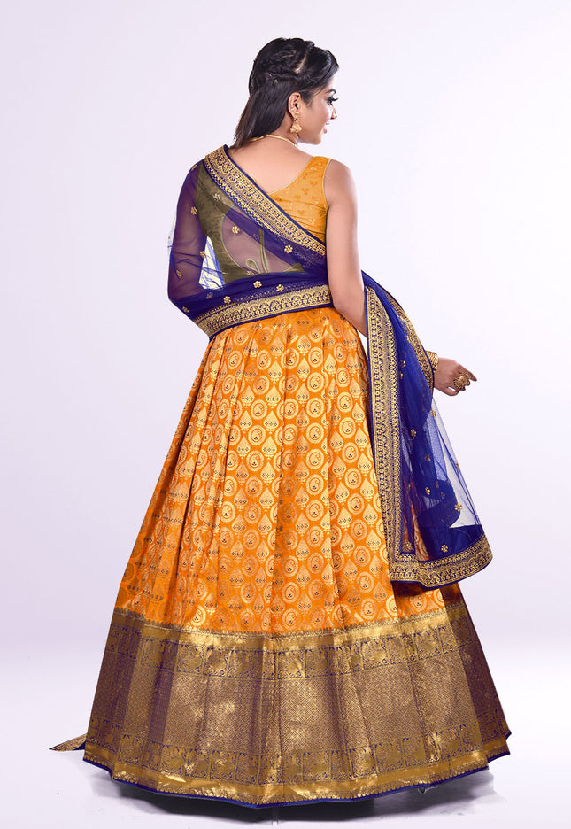 Mustard Banarasi Silk Lehenga
