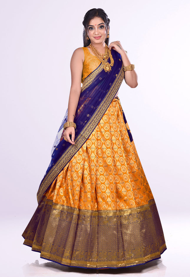 Mustard Banarasi Silk Lehenga