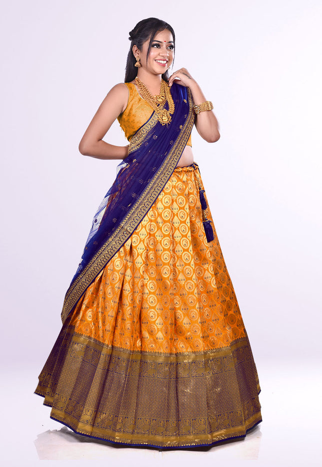 Mustard Banarasi Silk Lehenga