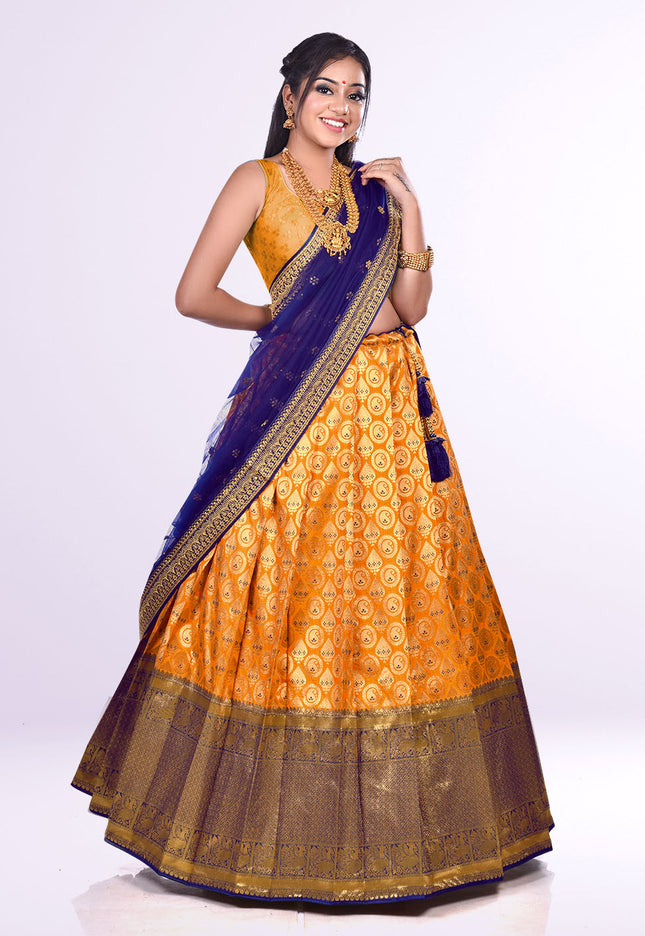 Mustard Banarasi Silk Lehenga