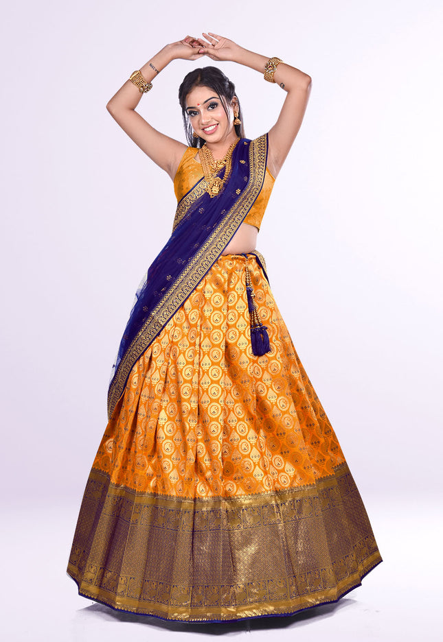 Mustard Banarasi Silk Lehenga