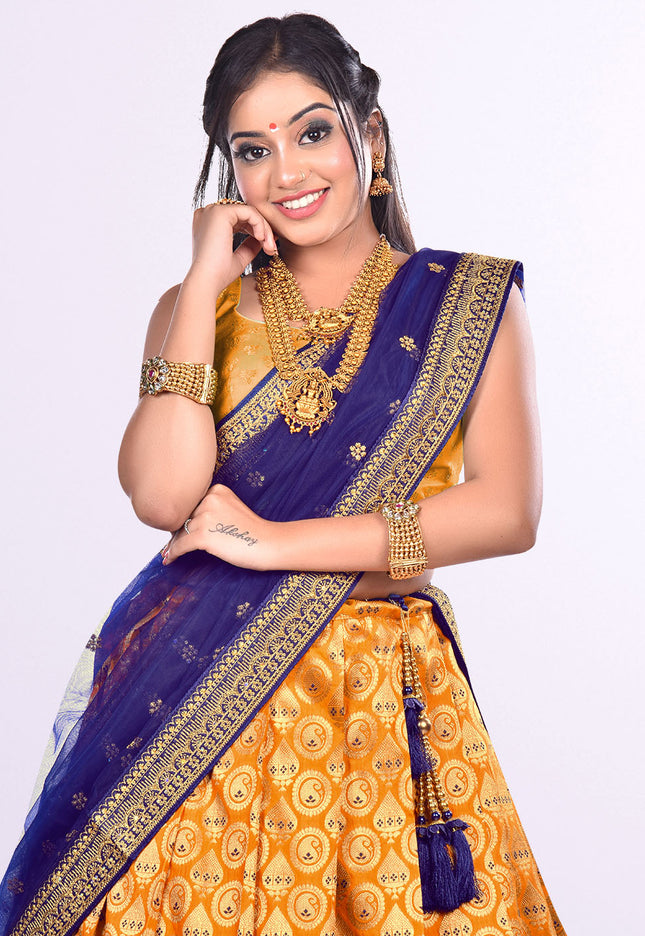 Mustard Banarasi Silk Lehenga