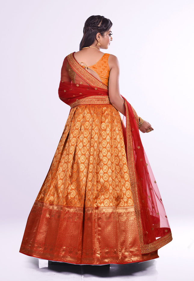 Mustard Banarasi Silk Lehenga