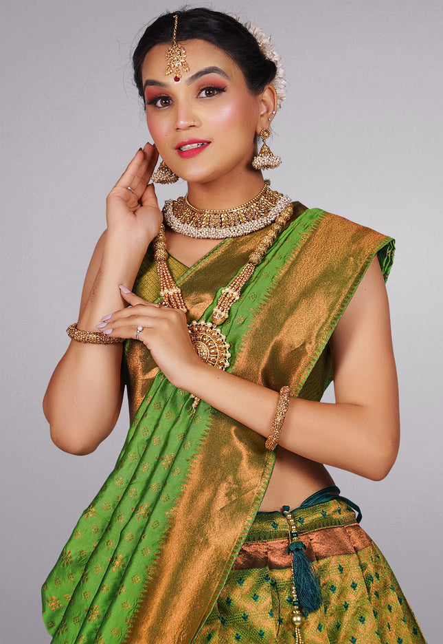 Green Kanjivaram Silk Half Saree