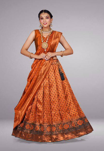 Orange Kanjivaram Silk Half Saree
