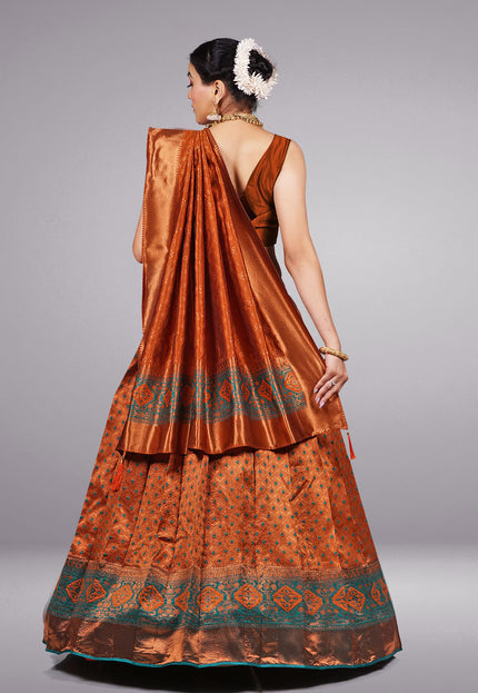 Orange Kanjivaram Silk Half Saree