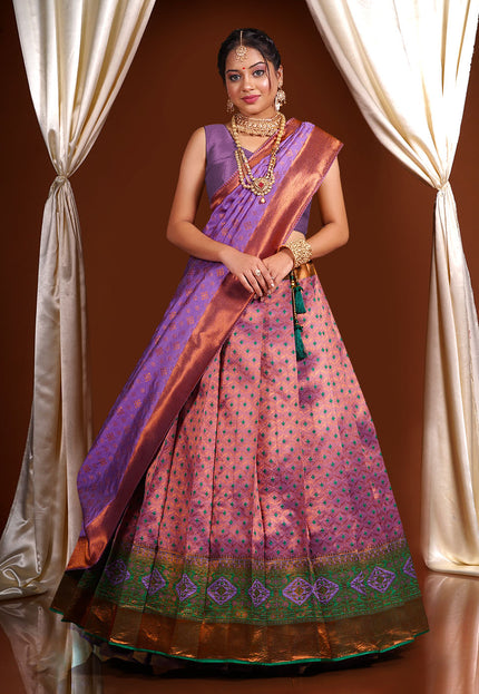 Purple Kanjivaram Silk Half Saree