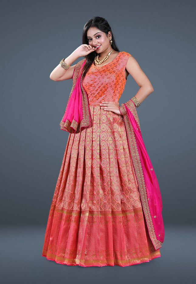 Light Pink Banarasi Long Gown