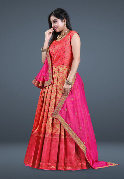 Light Pink Banarasi Long Gown