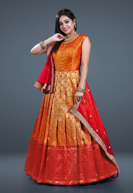 Orange Banarasi Long Gown