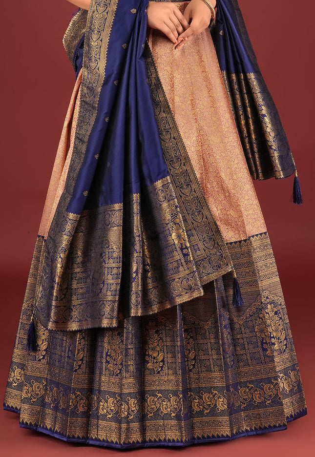 Peach Designer Banarasi Gown
