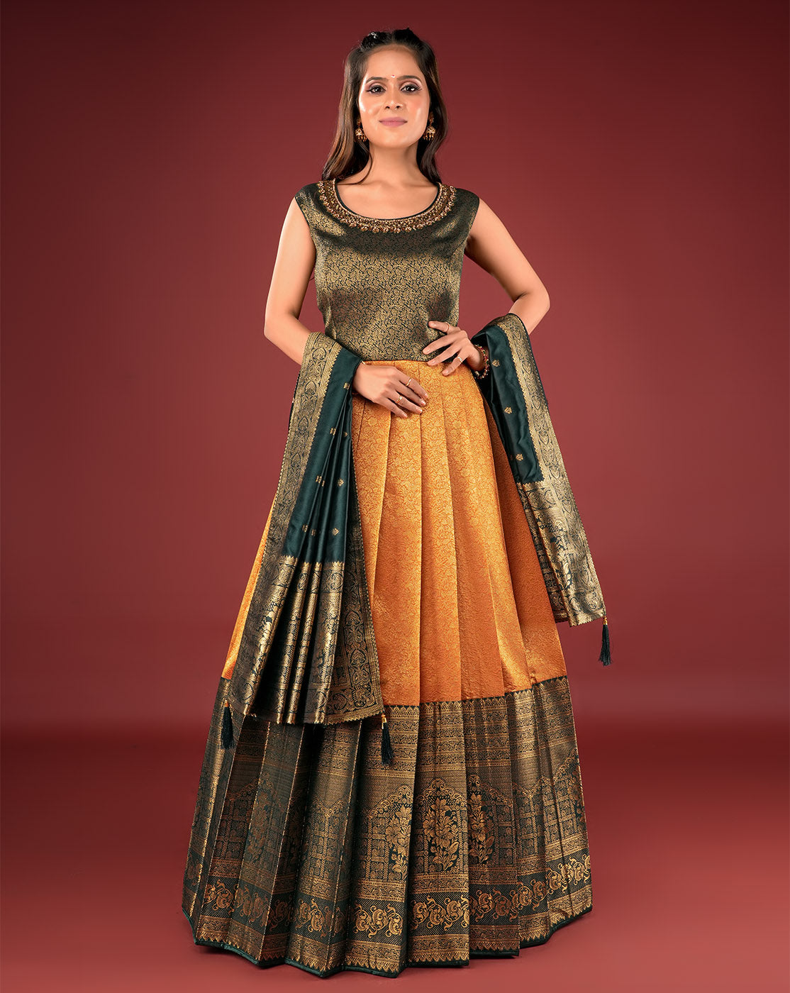 Banarasi Gown with Dupatta | Kajasclothings