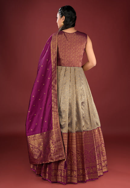 Gray Designer Banarasi Gown