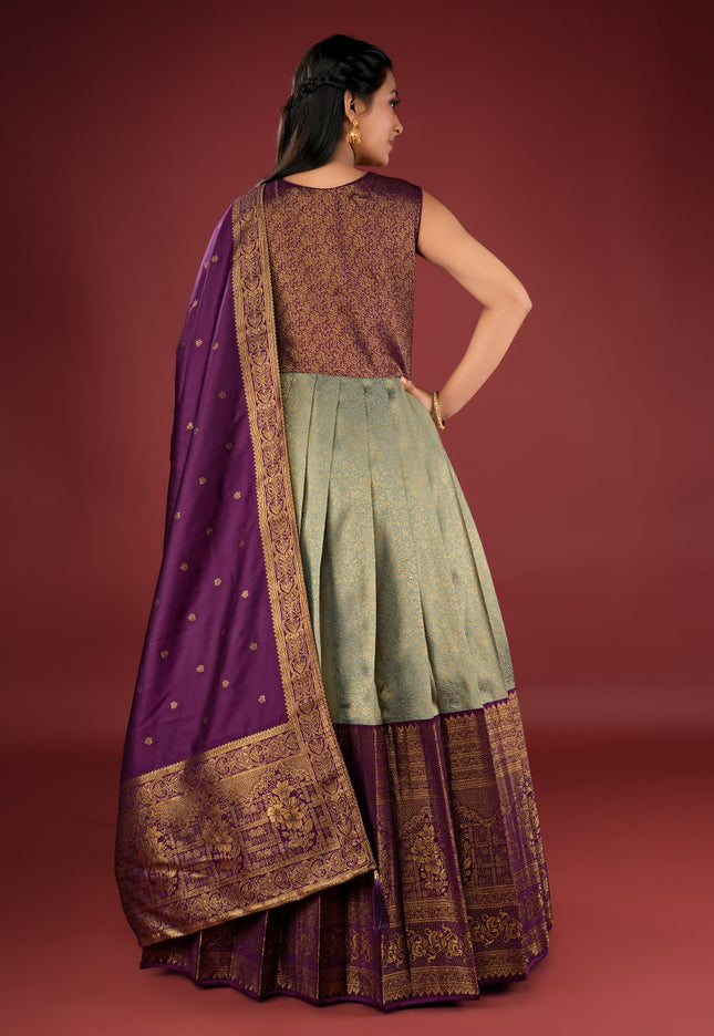 Sky Blue Banarasi Gown