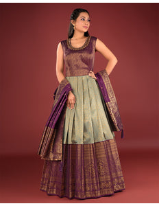 Sky Blue Banarasi Gown