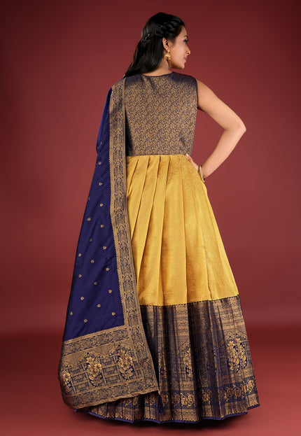 Yellow Designer Banarasi Gown