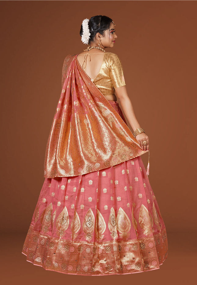 Gajari Banarasi Silk Lehenga