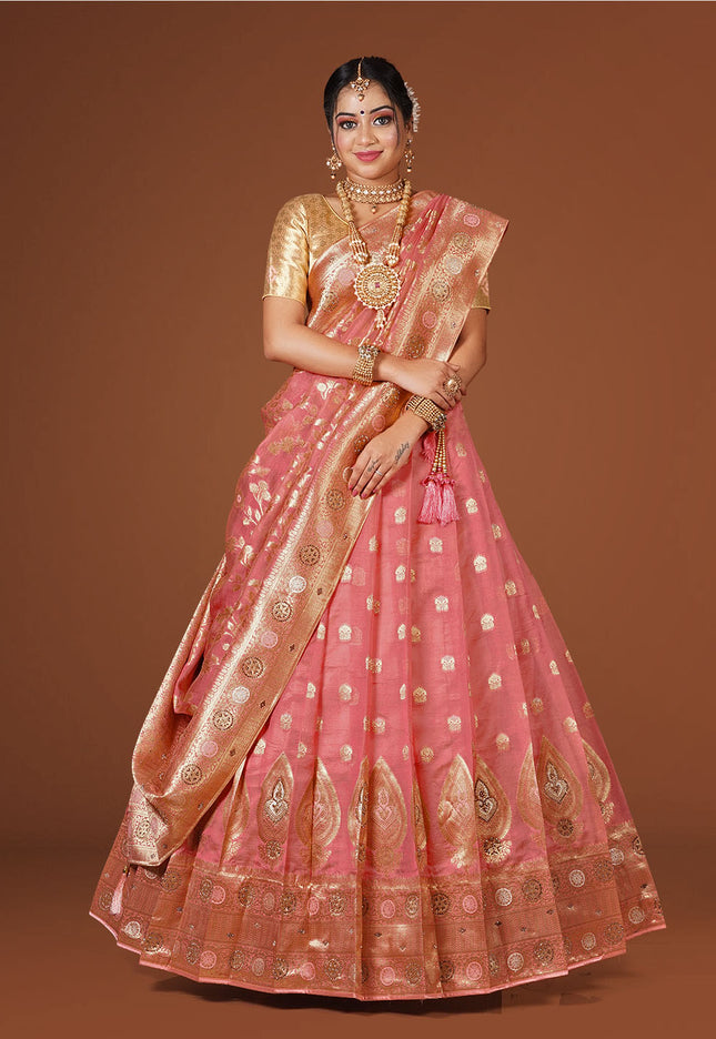 Gajari Banarasi Silk Lehenga