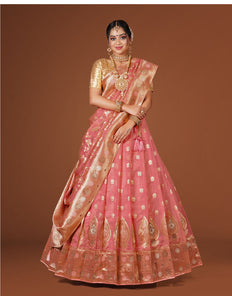 Gajari Banarasi Silk Lehenga
