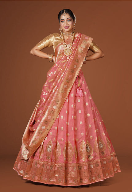 Gajari Banarasi Silk Lehenga