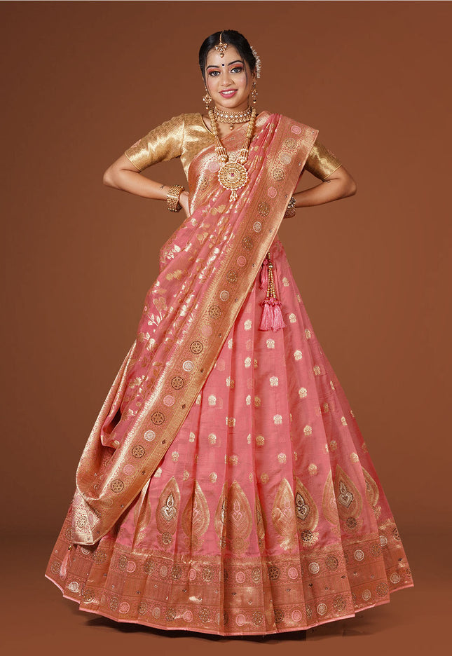 Gajari Banarasi Silk Lehenga