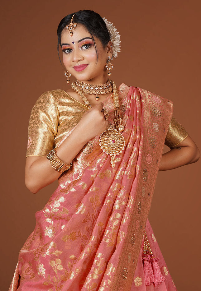 Gajari Banarasi Silk Lehenga