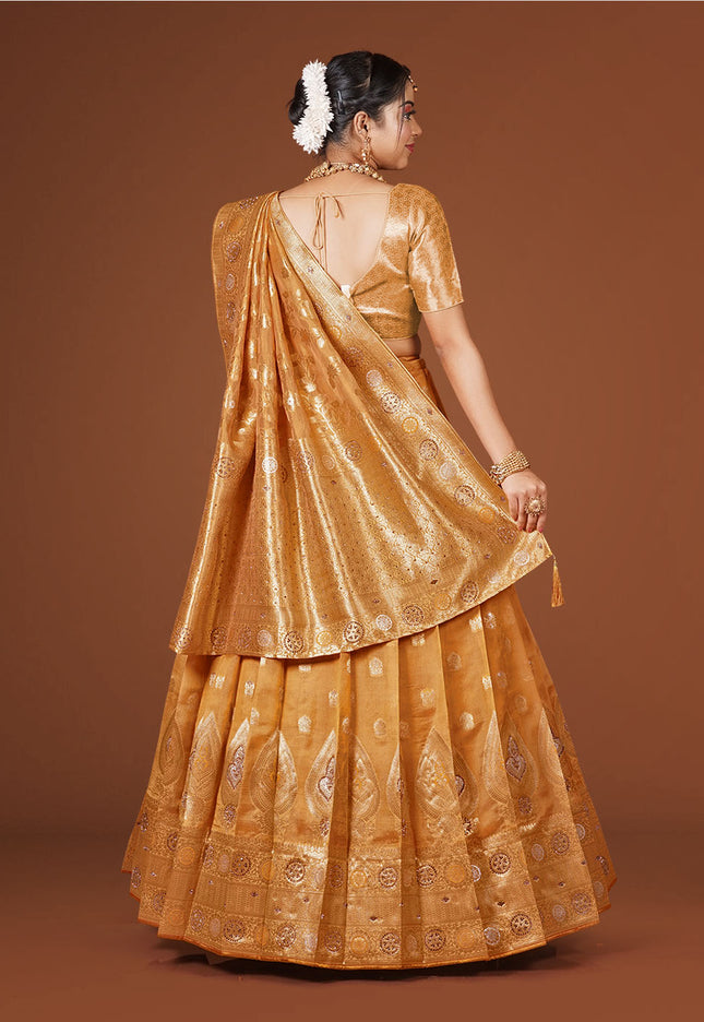 Orange Banarasi Silk Lehenga