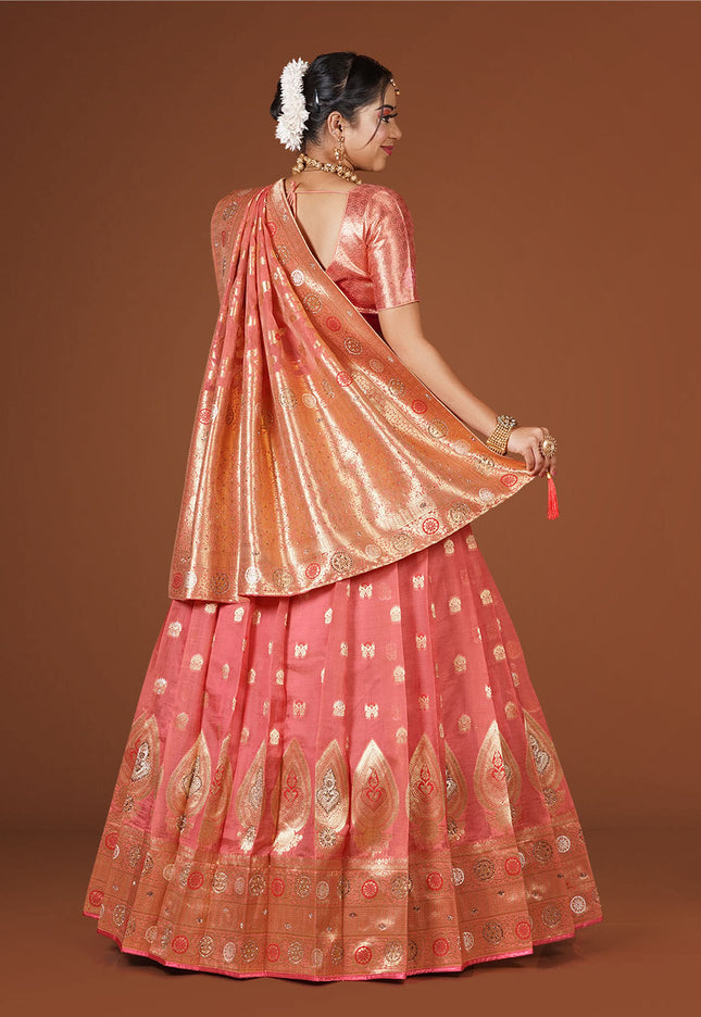 Pink Banarasi Silk Lehenga