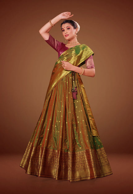 Green Banarasi Pattu Lehenga