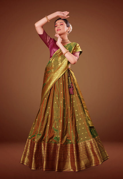 Green Banarasi Pattu Lehenga