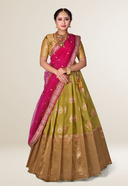 Mustard Banarasi silk Lehenga