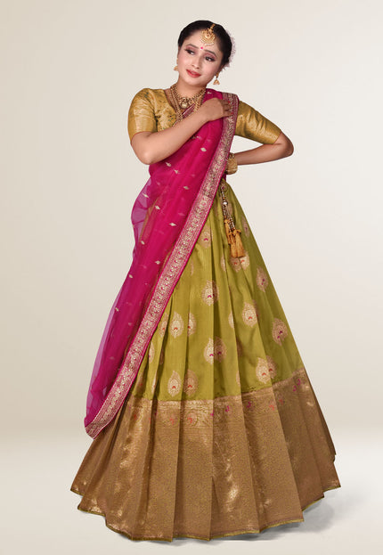 Mustard Banarasi silk Lehenga 