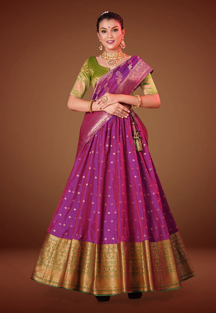 Purple Banarasi Pattu Lehenga