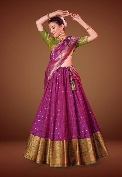 Purple Banarasi Pattu Lehenga