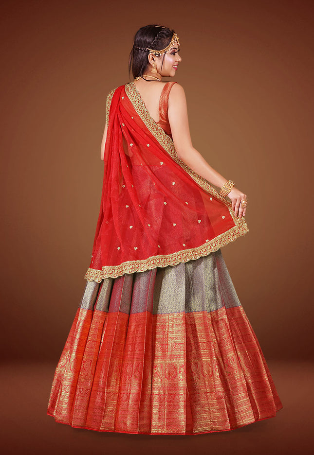 Red Kanjivaram Silk Half Saree