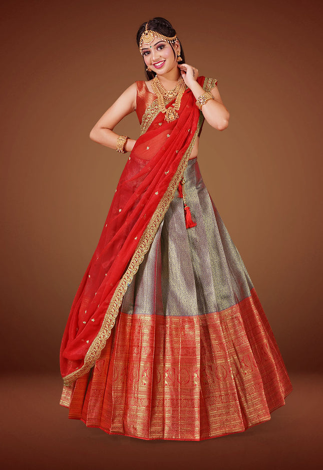Red Kanjivaram Silk Half Saree