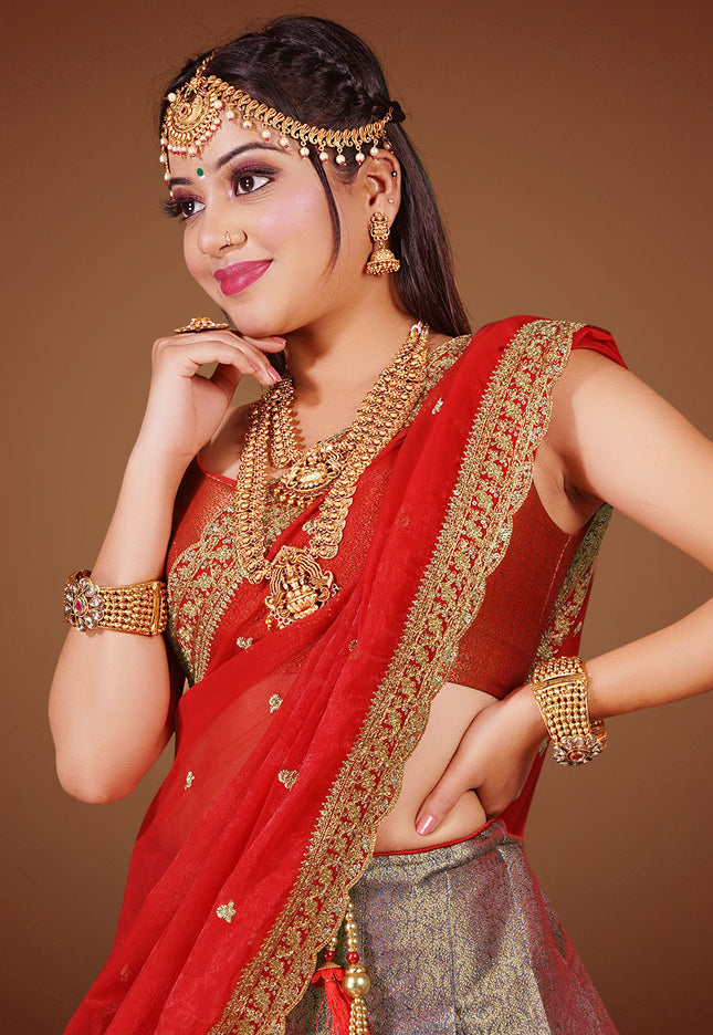 Red Kanjivaram Silk Half Saree