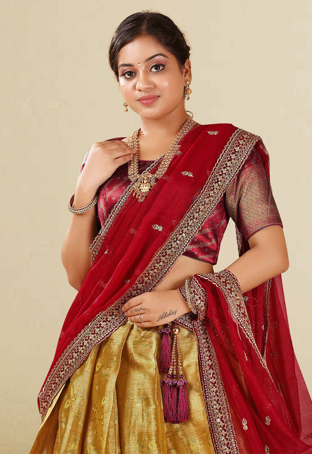 Gold Kanchipuram Silk Lehenga