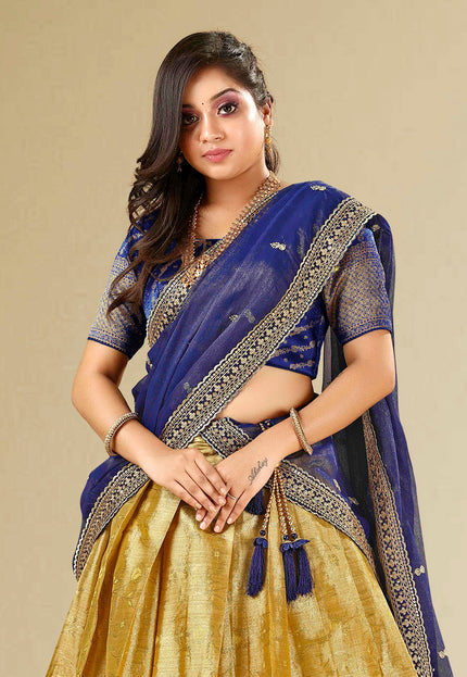 Gold Kanchipuram Silk Lehenga