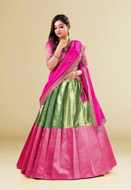 Green Kanchipuram Silk Lehenga