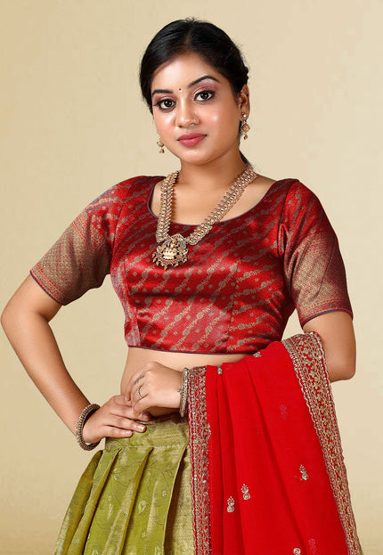 Red Kanchipuram Silk Lehenga