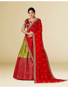 Red Kanchipuram Silk Lehenga