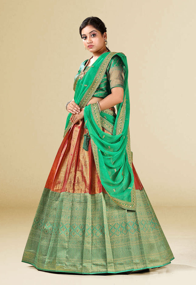 Green Kanchipuram Silk Lehenga