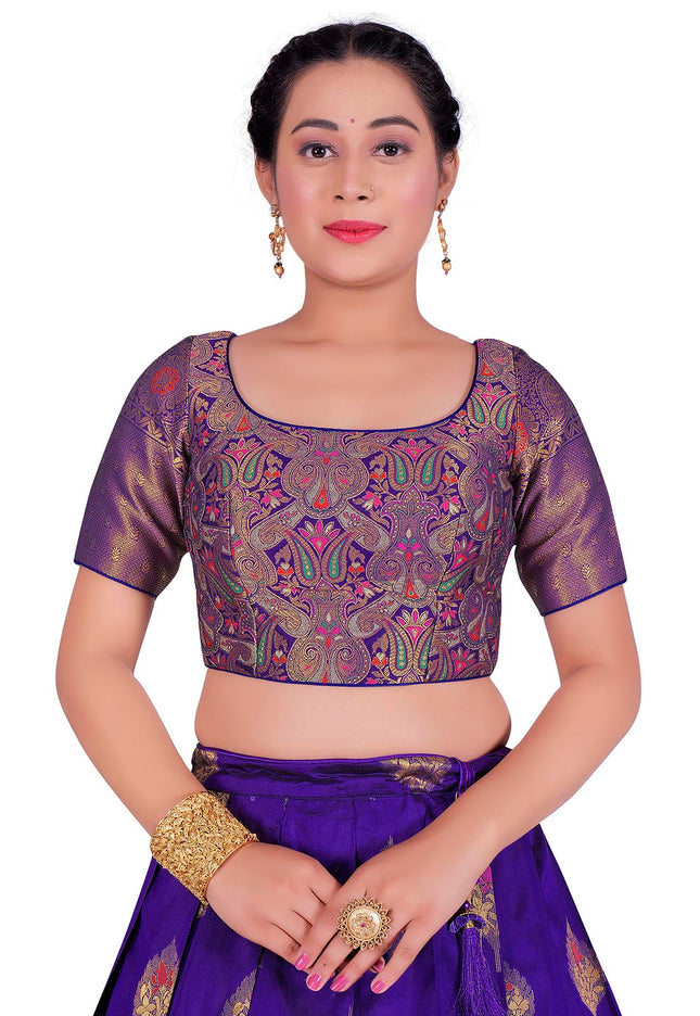 Purple Banarasi silk Half Saree