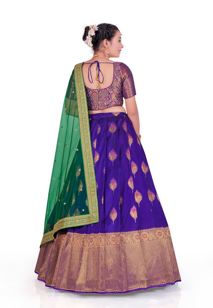 Purple Banarasi silk Half Saree