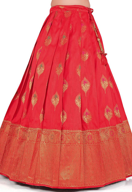 Red Banarasi silk Half Saree