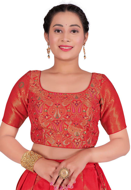 Red Banarasi silk Half Saree
