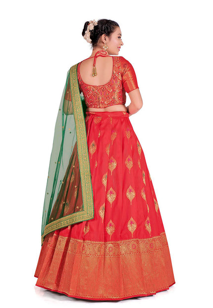 Red Banarasi silk Half Saree