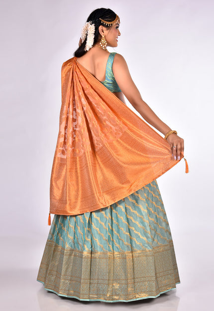 Sky Blue Zari Work Lehenga