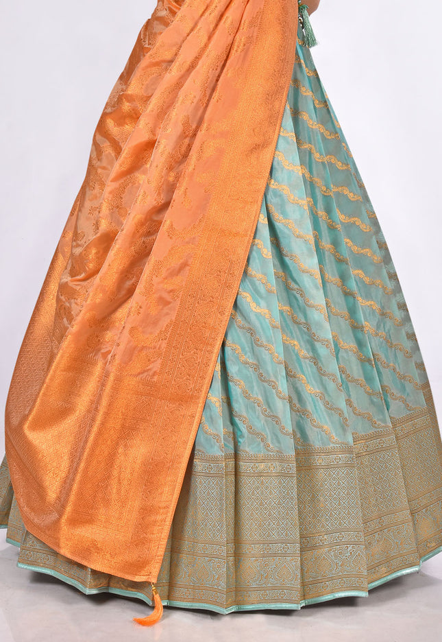 Sky Blue Zari Work Lehenga